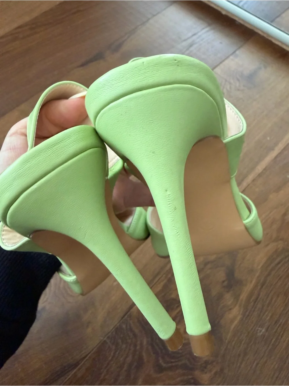 Lulu's Lime Green Pointed Toe Double-Strap Mules